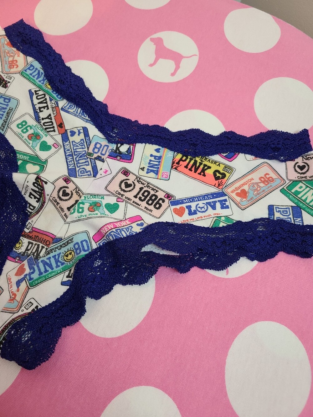 Rare VTG VS PINK Graphic Cotton Lace XLR Cheekiest Hipster Panty Size M - Picture 2 of 6